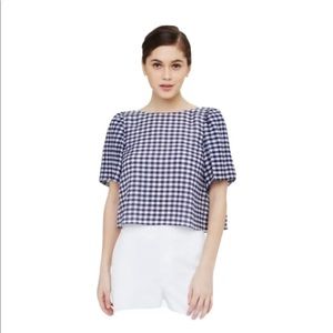 Club Monaco Blue & White Checkered Top